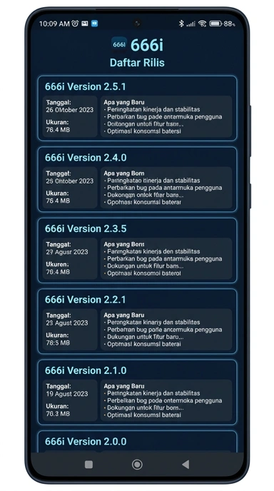 Riwayat Versi 666i untuk Pengguna Android