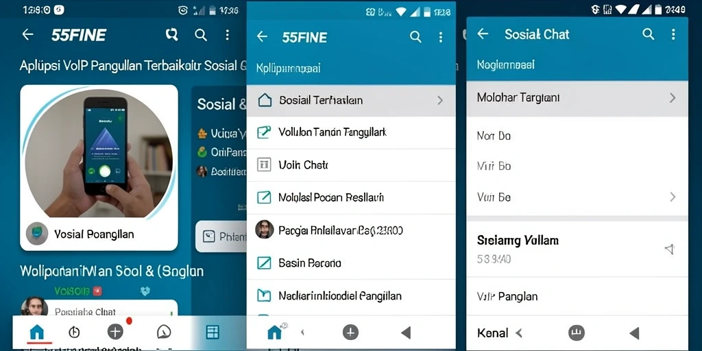 Tampilan antarmuka pengguna aplikasi 55FIVE untuk panggilan VoIP.