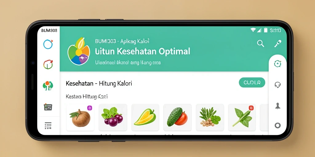 Tampilan utama BUMI303 dengan antarmuka hitung kalori yang sederhana.