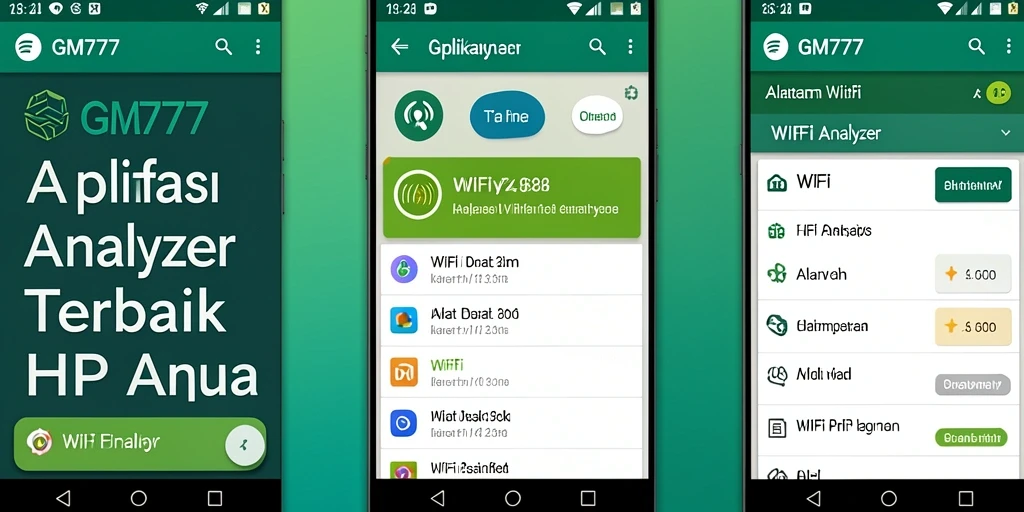 Tampilan antarmuka GM777 menunjukkan analisis WiFi yang jelas dan informatif.