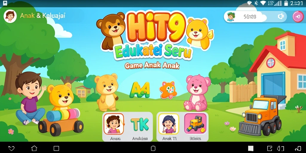Antarmuka colorful dan interaktif dari aplikasi HIT9 untuk anak-anak.
