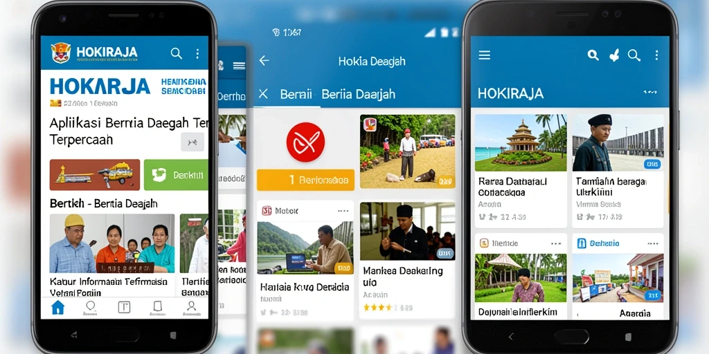 Antarmuka HOKIRAJA menampilkan berita daerah dengan jelas dan menarik.