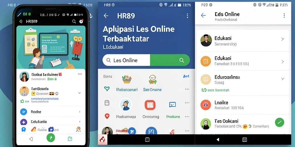 Screenshot utama HR89 menampilkan antarmuka Les Online yang menarik dan fungsional.