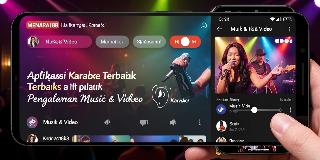 Tampilan antarmuka aplikasi MENARA188 untuk aktifitas Karaoke yang seru.